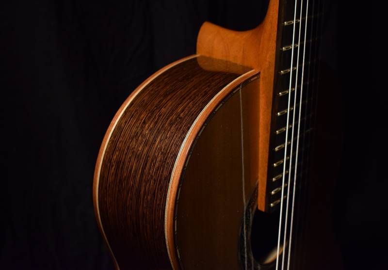 A nice picture of the grain texture in the wood, wenge.