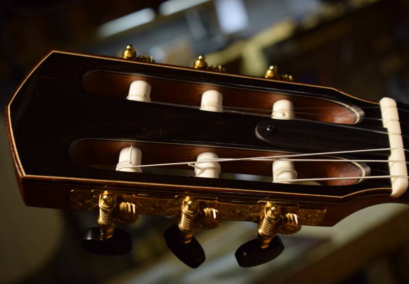 Headstock detail with Gotoh Premium Tuners